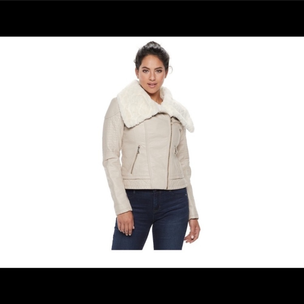 Women's LNR Faux-Fur Asymmetrical Moto‎ Jacket